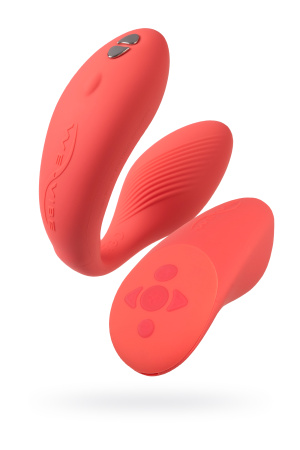 Вибратор для пар WE-VIBE Chorus коралловый,силикон,7,8 см.